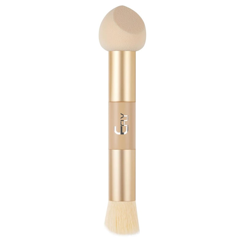 efly Dual-Ended Hair Makeup Brush, Precision Hairline Powder Brush With Sponge Tip - Seamless Blending - Root Touch Up And Hair Contour Brush (Skin Tone, 4.7 Inch) - Image 1